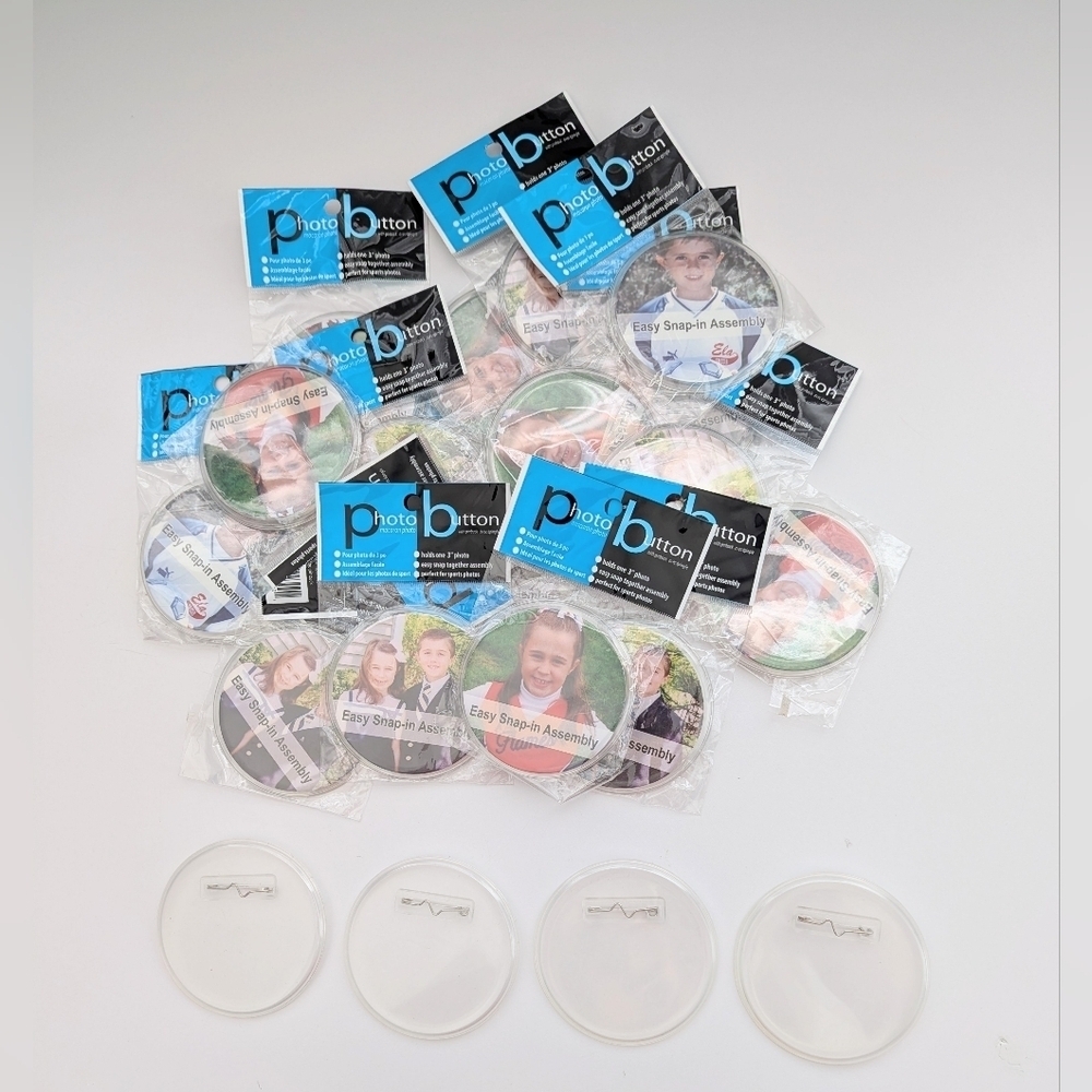 NWT 20 Round 3" DIY Clear Buttons/Pins/Badges with Easy Snap-In Assembly